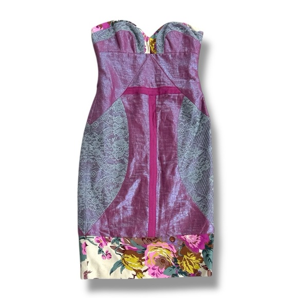 Nicole Miller Dresses & Skirts - Nicole Miller Patchwork Paisley/Lace Print Strapless Mini Dress Size 4
